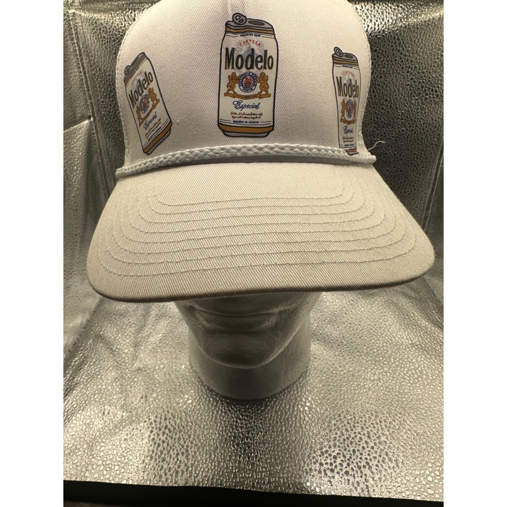 Modelo Especial Beer Graphic Trucker Hat White Rope Snapback Mesh Cap Mens